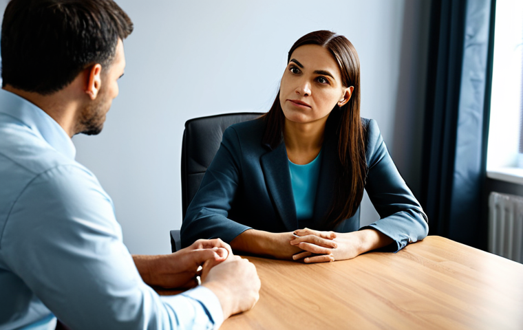 **
"A caring therapist in a professional office setting, fully clothed in modest attire, listening attentively to a client. The scene conveys empathy and support, but remains safe for work. Perfect anatomy, natural proportions, well-formed hands. Soft, natural lighting. Focus on creating a supportive, family-friendly atmosphere. appropriate content"
**