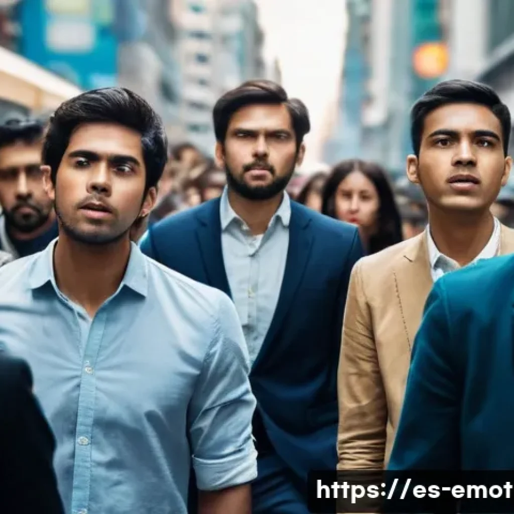 감정전이 및 분노 관리 - **Emotional Contagion in a Modern Cityscape:**
    "A diverse group of adults, dressed in smart casu...