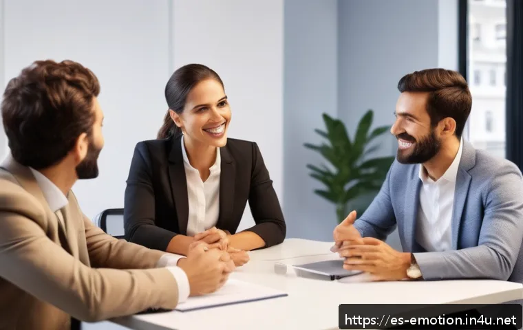 감정전이와 신경심리학 - A diverse group of Spanish-speaking adults in a modern office setting, engaging in a lively meeting ...